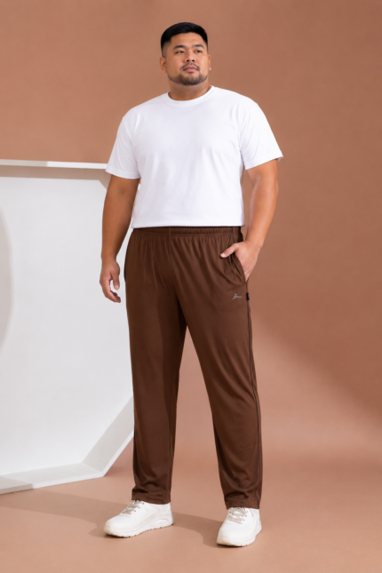 Zeffit Men's Plus Size Brown Cotton-Poly Trackpant