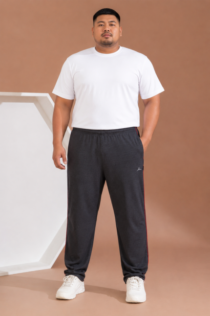 Zeffit Men's Plus Size Charcoal Cotton-Poly Trackpant